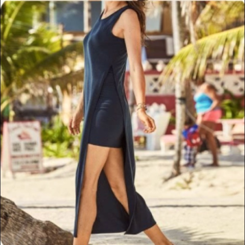 Athleta Gaia Tee Maxi Dress sz S black EUC
